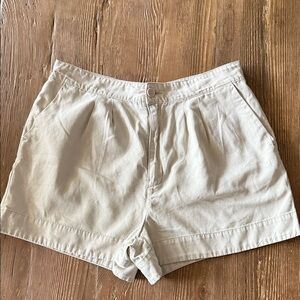 Joie cotton/linen Cream Pleated Cotton Bermuda Shorts